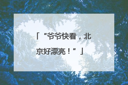 “爷爷快看，北京好漂亮！”