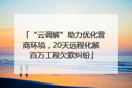 “云调解”助力优化营商环境，20天远程化解百万工程欠款纠纷