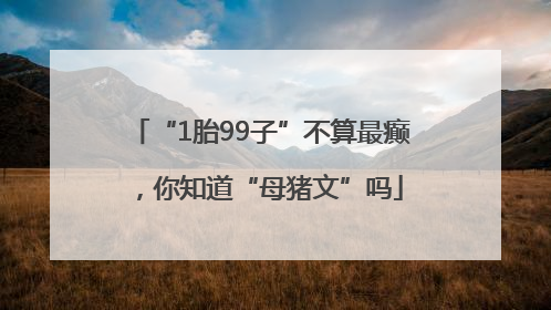 “1胎99子”不算最癫，你知道“母猪文”吗