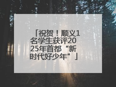 祝贺！顺义1名学生获评2025年首都“新时代好少年”
