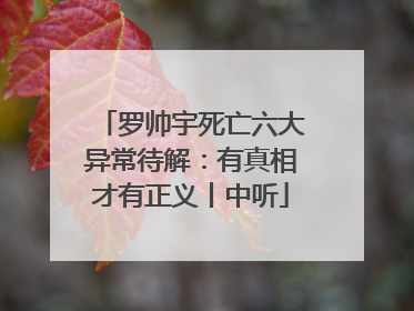 罗帅宇死亡六大异常待解：有真相才有正义丨中听