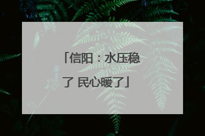 信阳：水压稳了 民心暖了