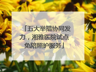 五大举措协同发力，湘雅医院试点免陪照护服务