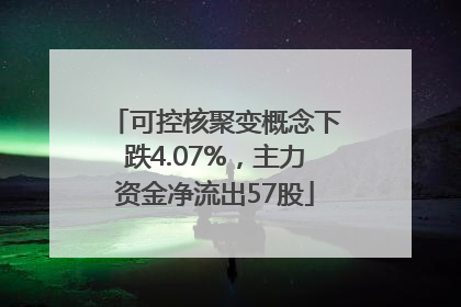 可控核聚变概念下跌4.07%，主力资金净流出57股