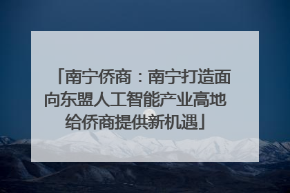 南宁侨商：南宁打造面向东盟人工智能产业高地给侨商提供新机遇