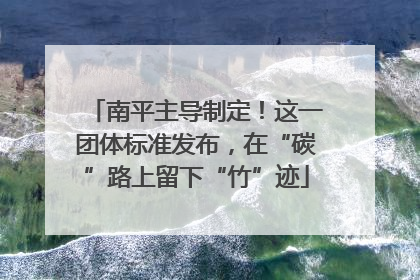 南平主导制定！这一团体标准发布，在“碳”路上留下“竹”迹