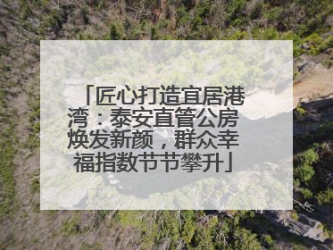 匠心打造宜居港湾：泰安直管公房焕发新颜，群众幸福指数节节攀升