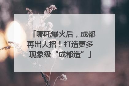 哪吒爆火后，成都再出大招！打造更多现象级“成都造”
