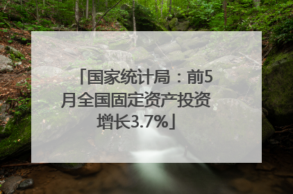 国家统计局：前5月全国固定资产投资增长3.7%