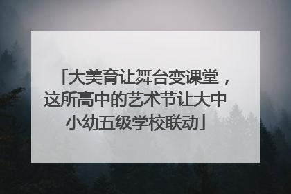 大美育让舞台变课堂，这所高中的艺术节让大中小幼五级学校联动