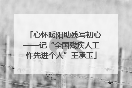 心怀暖阳助残写初心——记“全国残疾人工作先进个人”王承玉