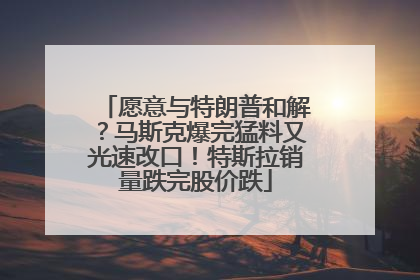 愿意与特朗普和解？马斯克爆完猛料又光速改口！特斯拉销量跌完股价跌