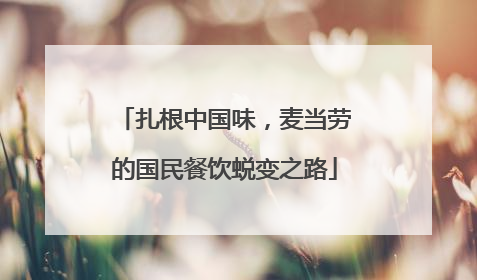 扎根中国味，麦当劳的国民餐饮蜕变之路