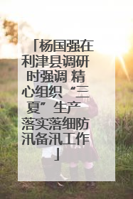 杨国强在利津县调研时强调 精心组织“三夏”生产 落实落细防汛备汛工作