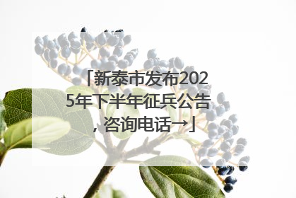 新泰市发布2025年下半年征兵公告，咨询电话→