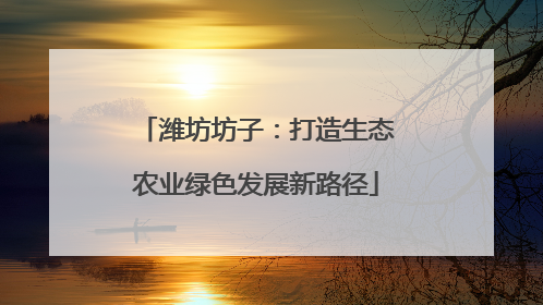潍坊坊子：打造生态农业绿色发展新路径