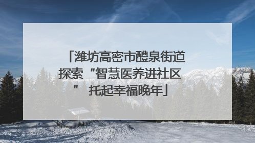 潍坊高密市醴泉街道探索“智慧医养进社区” 托起幸福晚年