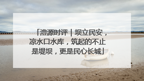 澧源时评｜坝立民安，凉水口水库，筑起的不止是堤坝，更是民心长城