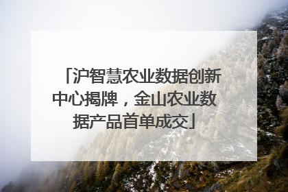 沪智慧农业数据创新中心揭牌，金山农业数据产品首单成交