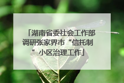 湖南省委社会工作部调研张家界市“信托制”小区治理工作
