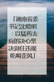 湖南省委书记沈晓明：以猛药去疴的决心坚决刹住违规吃喝歪风