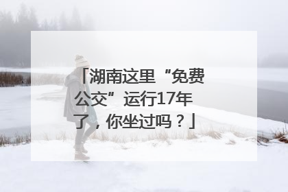 湖南这里“免费公交”运行17年了，你坐过吗？