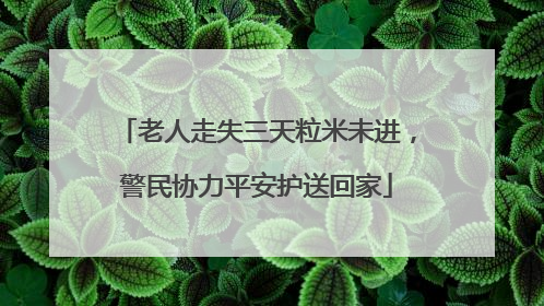 老人走失三天粒米未进，警民协力平安护送回家