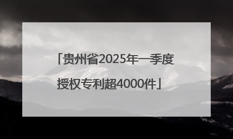 贵州省2025年一季度授权专利超4000件