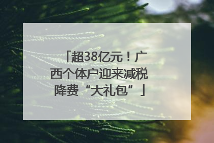 超38亿元！广西个体户迎来减税降费“大礼包”