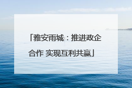 雅安雨城：推进政企合作 实现互利共赢