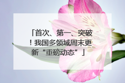 首次、第一、突破！我国多领域周末更新“重磅动态”